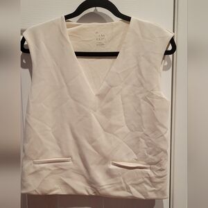 A New Day Cream Sleeveless V-Neck Blouse